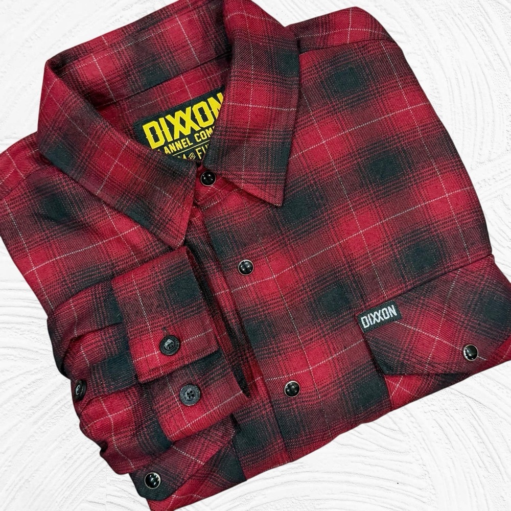 Dixxon Flannel Company The Watts Red Black Plaid Mens Large Snap Gorpcore